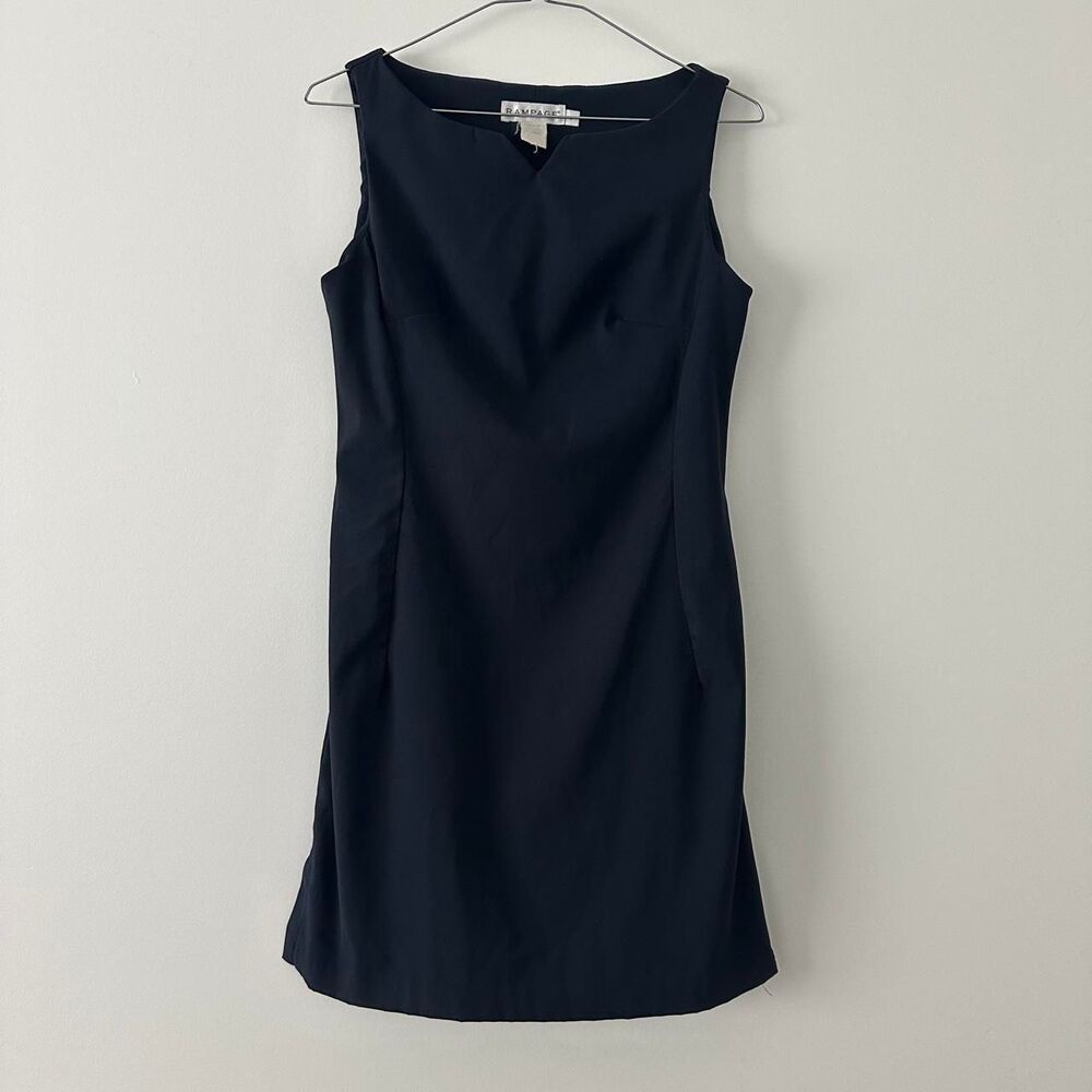 Vintage Rampage 90s/Y2K navy blue sleeveless shift mini dress 7